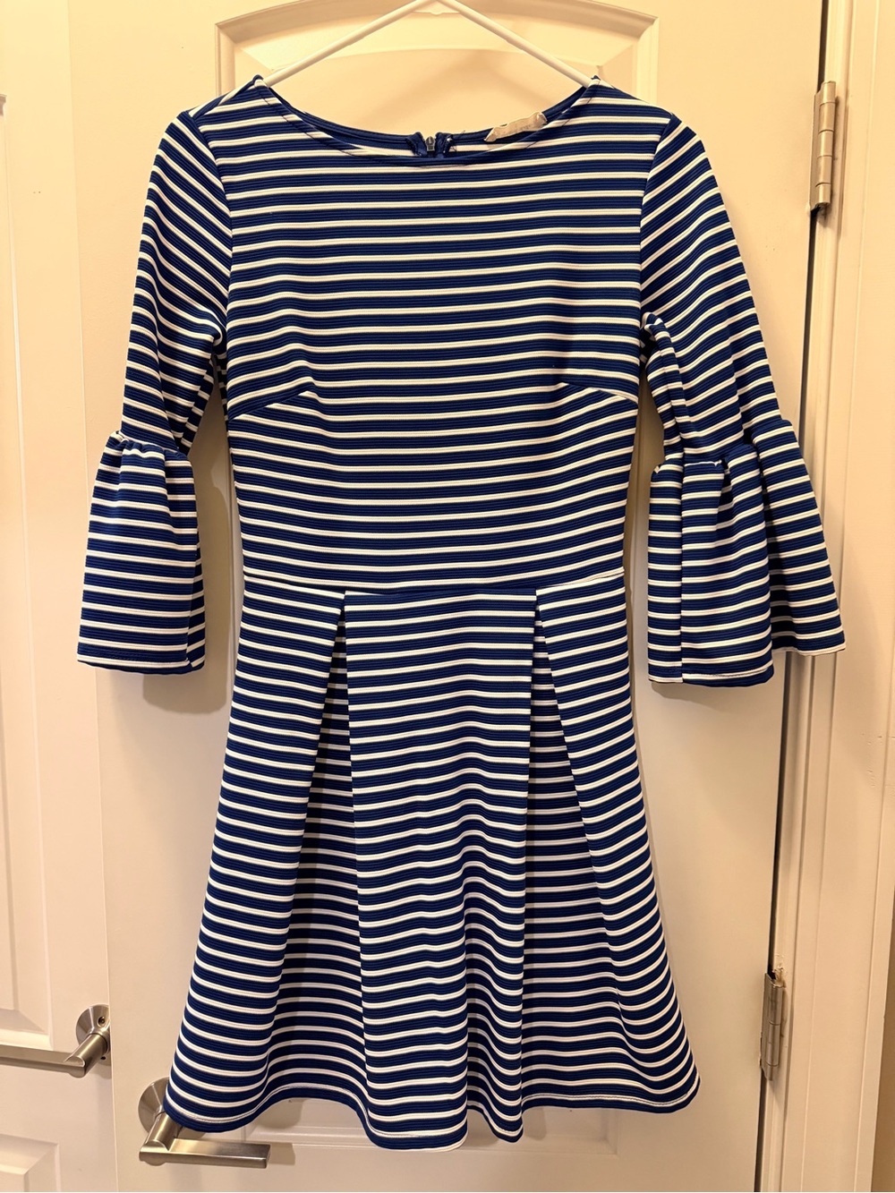 Altar'd State Blue White Striped Bell Sleeve Fit & Flare Mini Dress Small